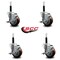 Service Caster 3.5'' Maroon Poly Swivel 3/4'' Expanding Stem Caster Set with Brake, 4PK SCC-EX20S3514-PPUB-MRN-TLB-34-4 - alternate 4